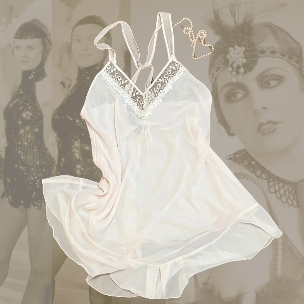 Vintage California Dynasty Chiffon Chemise -Ballet Slipper Pink-Flowy,Soft - EVC
